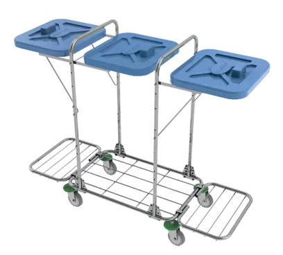 VK 120 - 3R vozík na třídění odpadu a prádla, ruční otevírání plast - VK - modrý